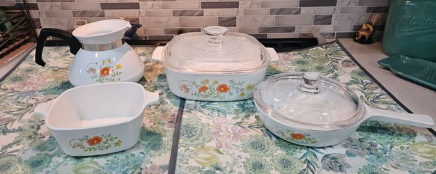 Vintage Corningware Wild Flower lot