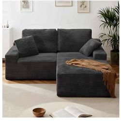 75" Cloud Modular Boneless Couch, L-Shaped Right Facing Chaise Sectional Sofa, Deep Seat Plush Corduroy