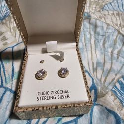 Cubic Zirconia Sterling Silver Earrings 