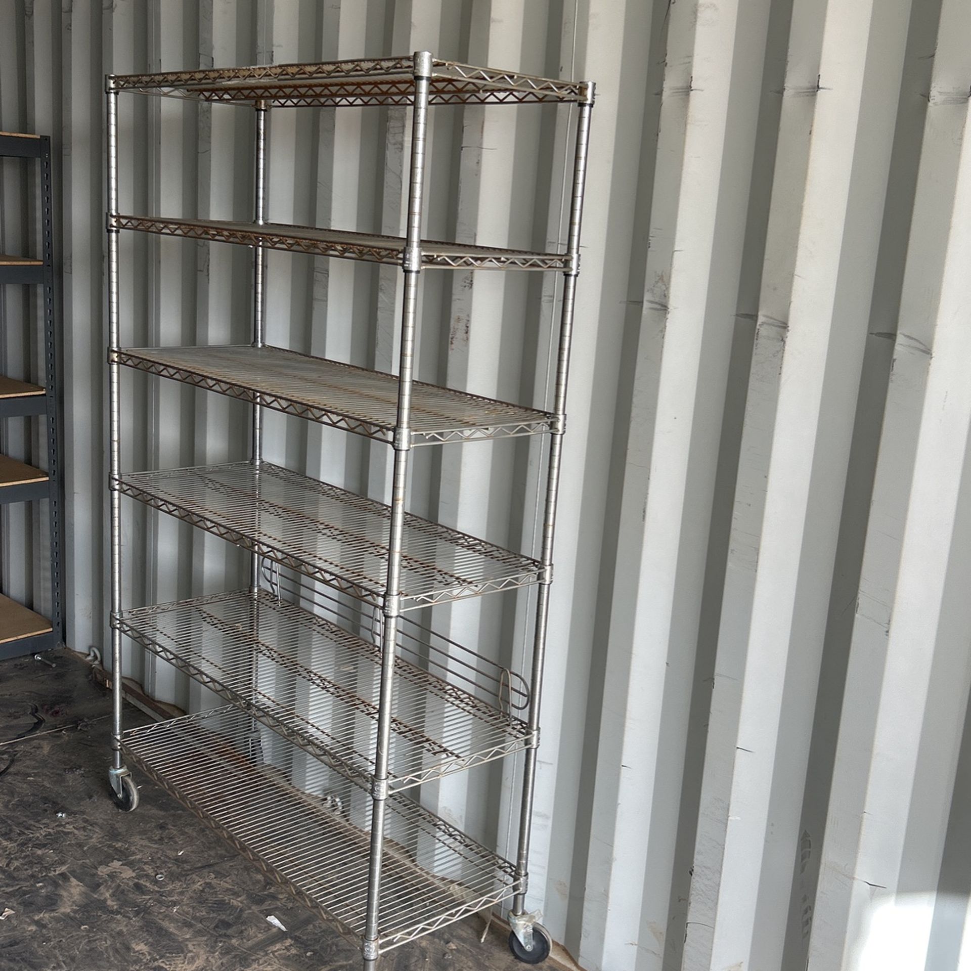Heavy Duty Steel Metal Rolling Shelves 6 Tier 77inches Tall x 18 Inch Deep X 4 Feet Wide 85.00