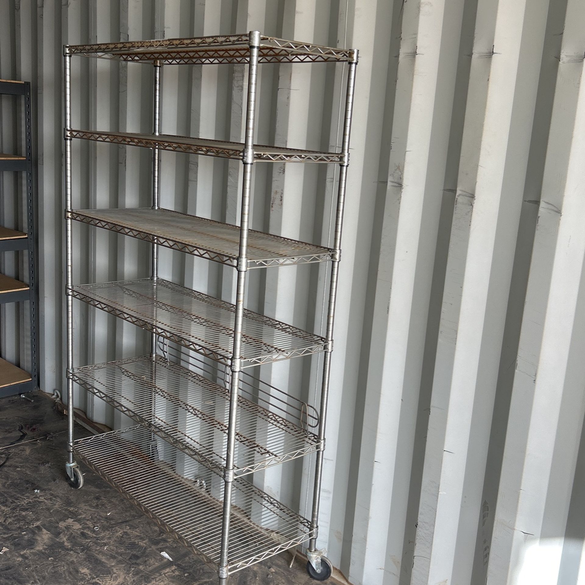 Heavy Duty Steel Metal Rolling Shelves 6 Tier 77inches Tall x 18 Inch Deep X 4 Feet Wide 125.00