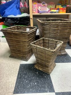 Woven Rattan Basket Set of 3
