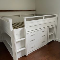 Pottery Barn Teens full loft bed with modular dresser and desk