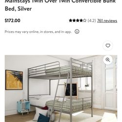 Twin Over Twin Bunk Bed 