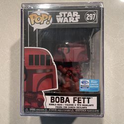 Boba Fett Red Funko Pop *MINT SEALED* 2020 WonderCon Exclusive Star Wars 297 with Hard Stack protector Art Series Book Of Boba Wondrous