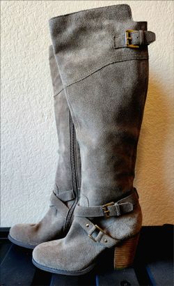 Tall Suede Heeled GUESS Boots with Buckle Detail
