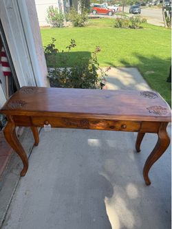 Real wood long side table