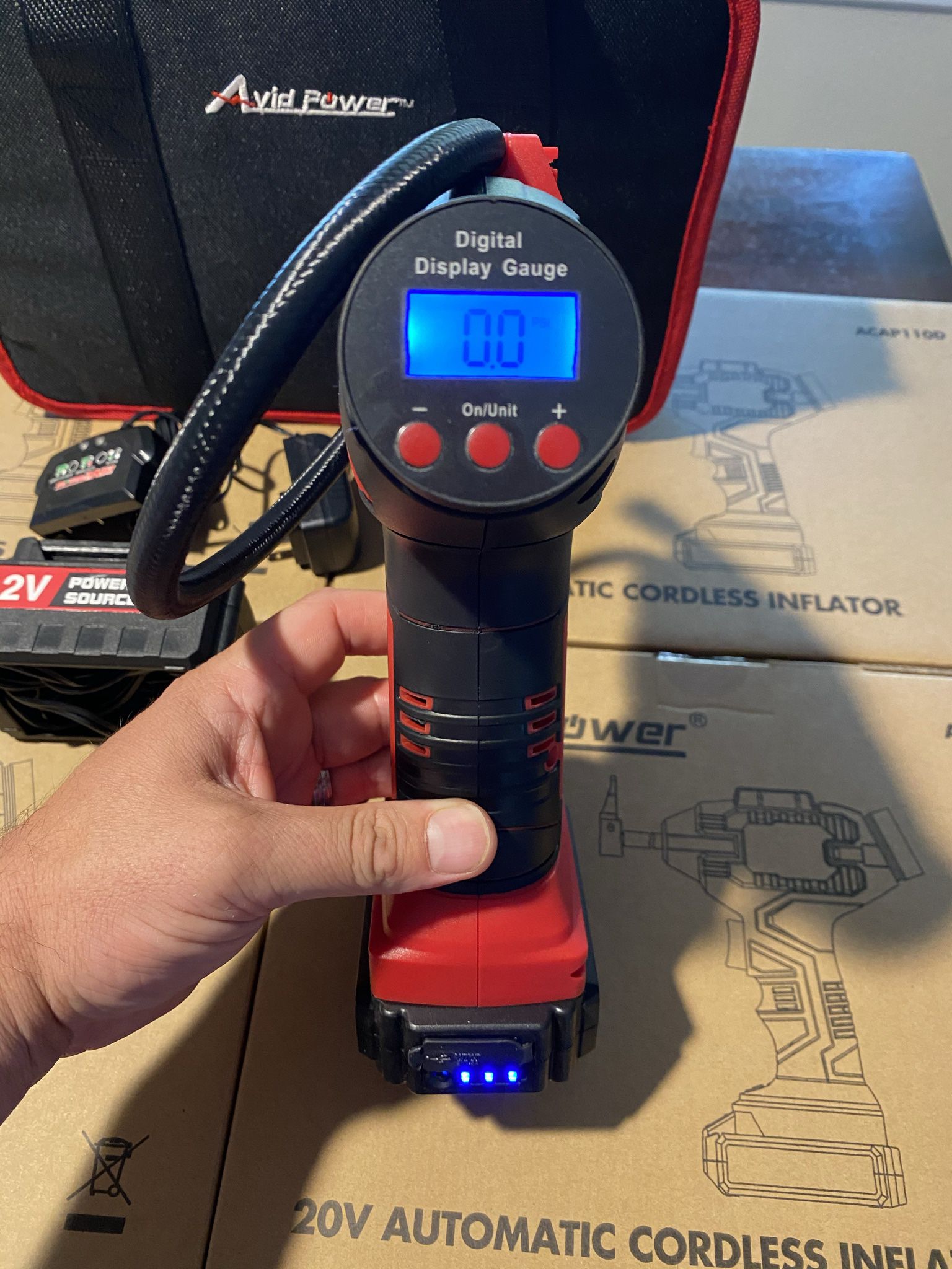 AVID POWER Tire Inflator Air Compressor, 20V Cordless Car Tire Pump with  Rechargeable Li-ion Battery, 12V Car Power Adapter, Digital Pressu for Sale  in Riverside, CA - OfferUp