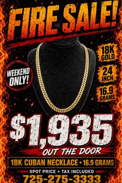 18K Gold Cuban Necklace – 16.9 Grams – Ask for David