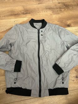 Silver Bomber Jacket with Black Trim SHEIN large