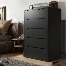 BLACK CHEST &DRESSER,6 DRAWER