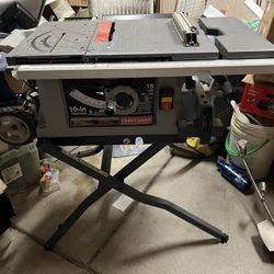 Craftsman 10” inch 15 Amp 5000 RPM Portable Collapsible Wheeled Job Site Table Saw 3” Cutting Depth