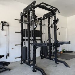 PRO SERIES Ultimate 3-1 Half Rack Functional Trainer w/Smith Machine Bar | 400lb Stack | Gym Equipment | Fitness | Commercial | Squat Rack 