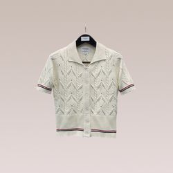 Thom Browne Womens Hollow Short Sleeved Cardigan