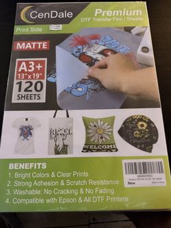 CenDale Matte DTF Film 13×19 A3+ — Full 120-Sheet Pack