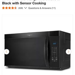 Whirlpool 30 in. Over-the-Range Microwave in Black with Sensor Cooking