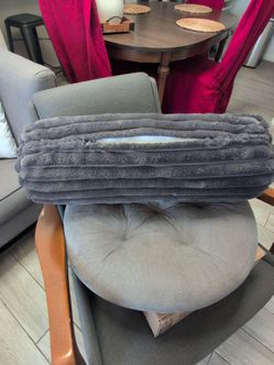 2 Faux Fur Bolster Pillows with Zipper Opening