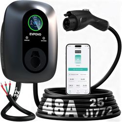 Level 2 EV Charger 48 Amp Hardwired 220-240V, 25 Foot Cable, Electric Vehicle, Ford Mustang Mach-E, Chevrolet, Hyundai, Kia, Nissan, Honda, Lexus, BMW