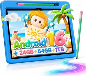 New 10" Android Kids Tablet with Case & Stylus - 64GB + 1TB Expandable