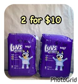 (2) Luvs size 2 (38 diapers each), 2 for $10‼️