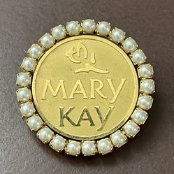 Mark Kay Lapel Hat Pin Gold Tone Faux Pearls