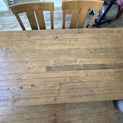 6 person table/ 4 chairs and a bench