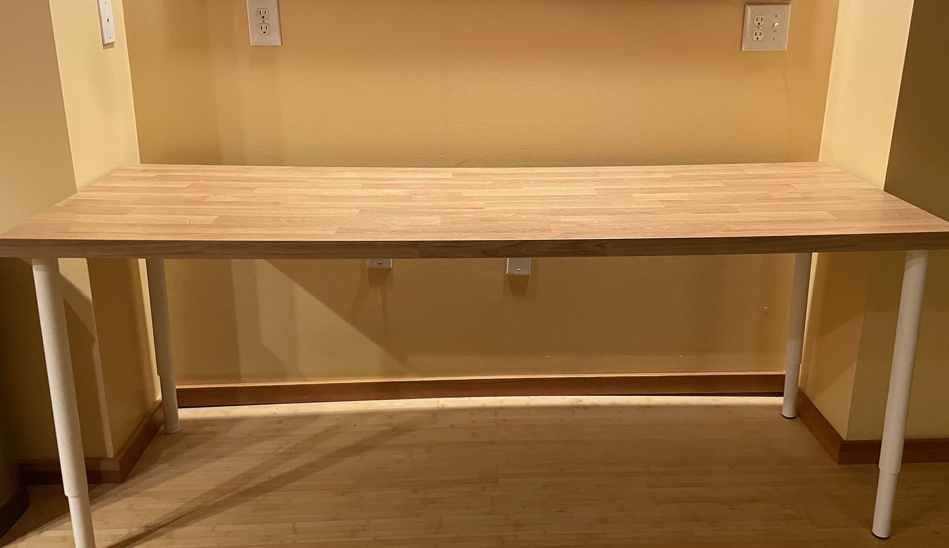 74 x 26 Butcher Block Table With Adjustable Legs