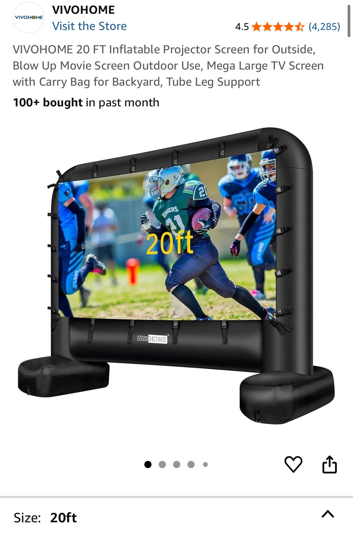 Inflatable projector screen