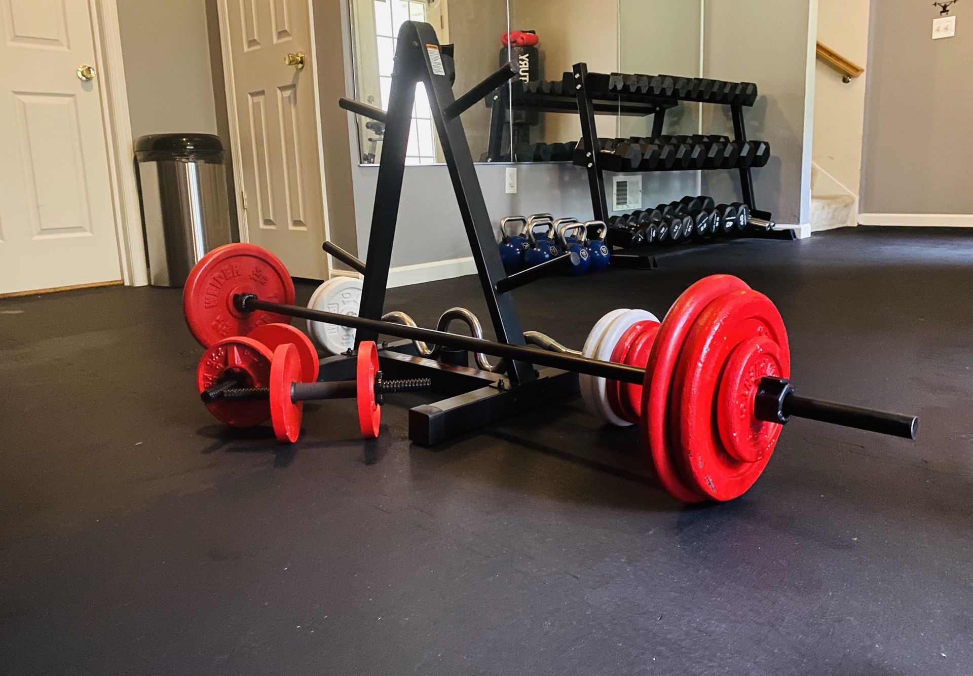 Barbell, Curl Bar, Dumbbell Weights ( 190lbs), Weight Rack for sale $480.