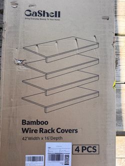 Bamboo Wire Shelf Covers – 42” x 16” – 4 Pack (GaShell) – New in Box
