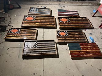 Handmade Wooden American Flags