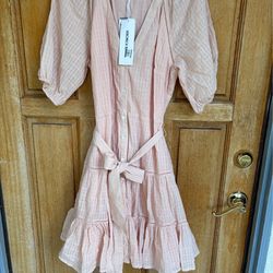 Veronica Beard Dewey Dress Pink Haze Size 10 NWT Belted Shirt Dress