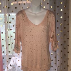 BKE Size Smal Pink Embellished Open Back Shirt