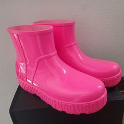 UGG Drizlita Womens Taffy Pink Fashion Neon Fur Sole w/o Box Rain Boots Sz 9