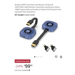 Brand new Wireless HDMI Transmitter and Receiver 4K Decode 165FT/50M, HDMI Wireless Transmitter and Receiver Native 1080P Output Video and Audio to Mo