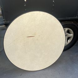 Vintage Mid Century Modern  Vinyl Top Folding Round Table  39x39 RARE 