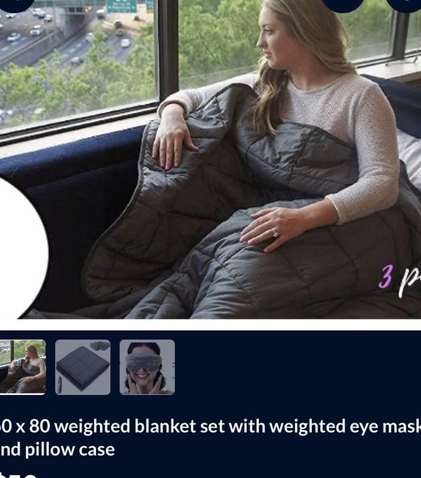 60 x 80 weighted blanket set with weighted eye mask and pillow case