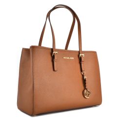 Michael Kors-Jet Set Medium Leather Tote Bag - Carmel Color