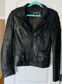 Black Italian Leather Style Biker Jacket 🖤