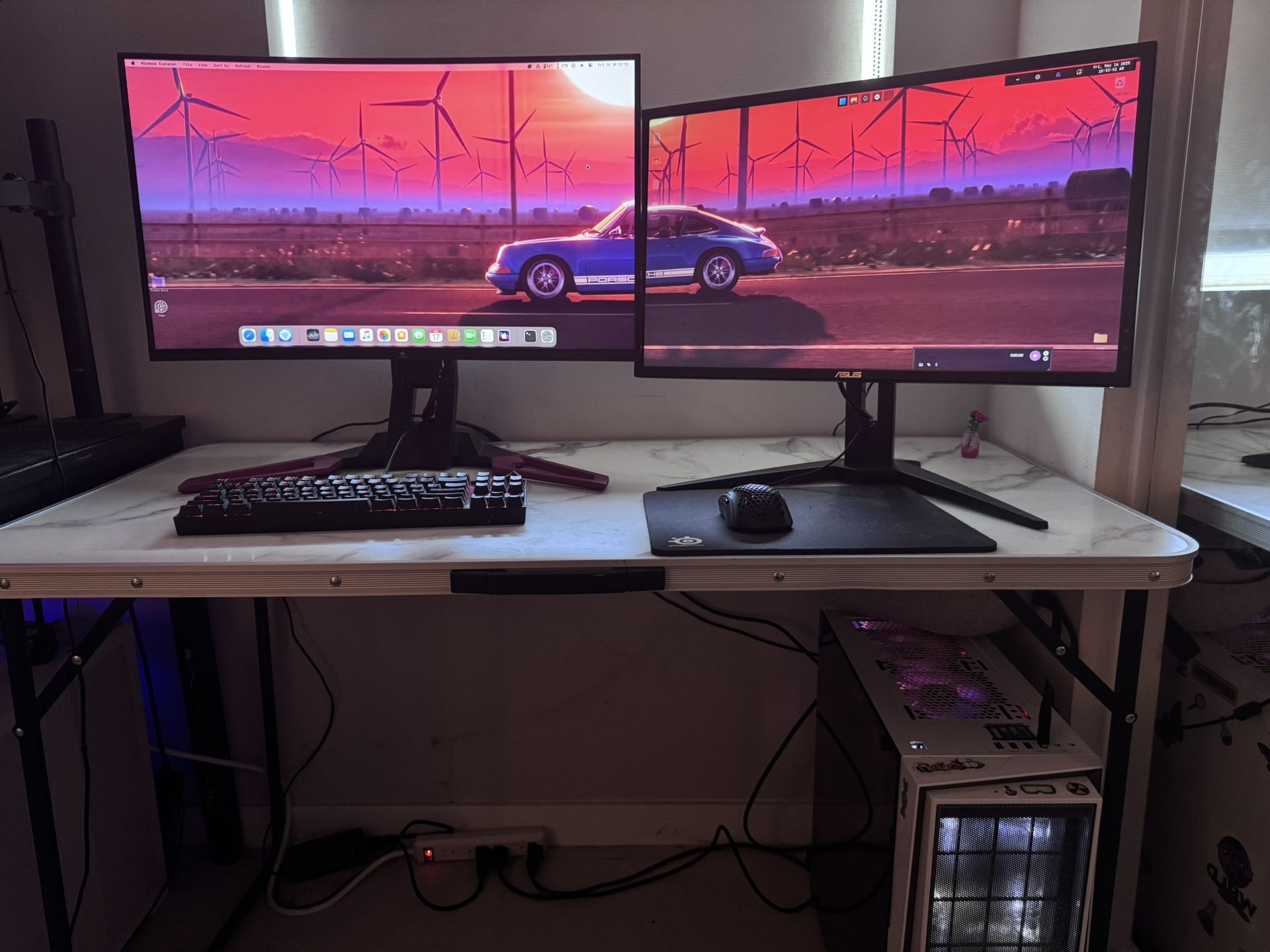 Full PC Setup: PC w Two 200hz Monitors, KB & Mouse