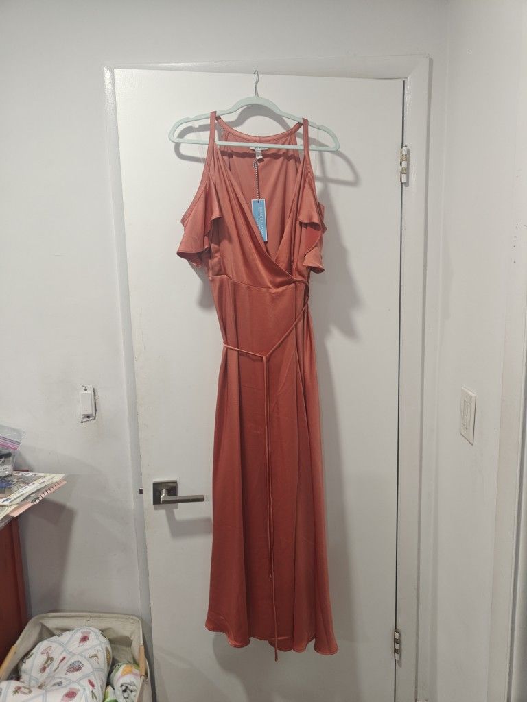 Nine West Cold Shoulder Flounce Maxi Dress