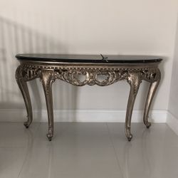 Real marble and wooden  console table 