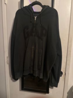 Black Zip-Up Hoodie with Graphic