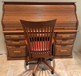 Roll top desk - solid oak