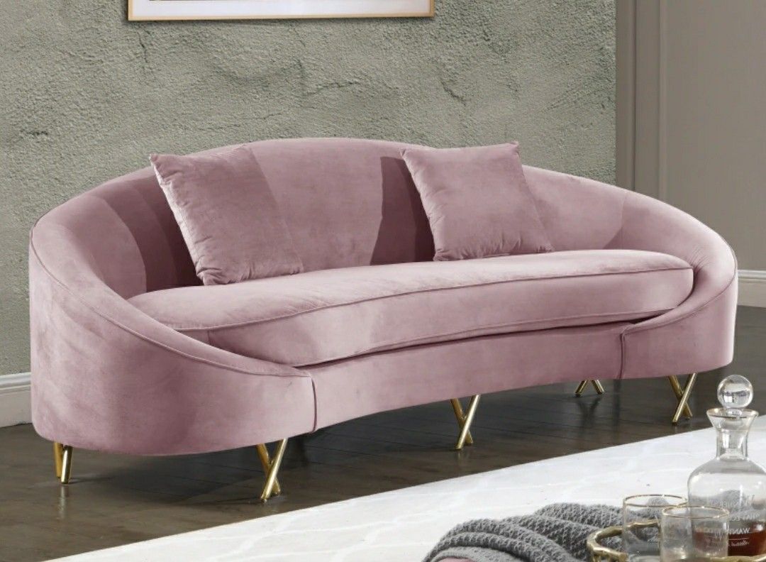 Serpentine Velvet Pink Sofa