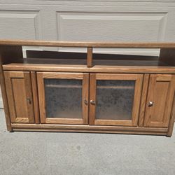 Rolling Entertainment Center with Doors and Shelves