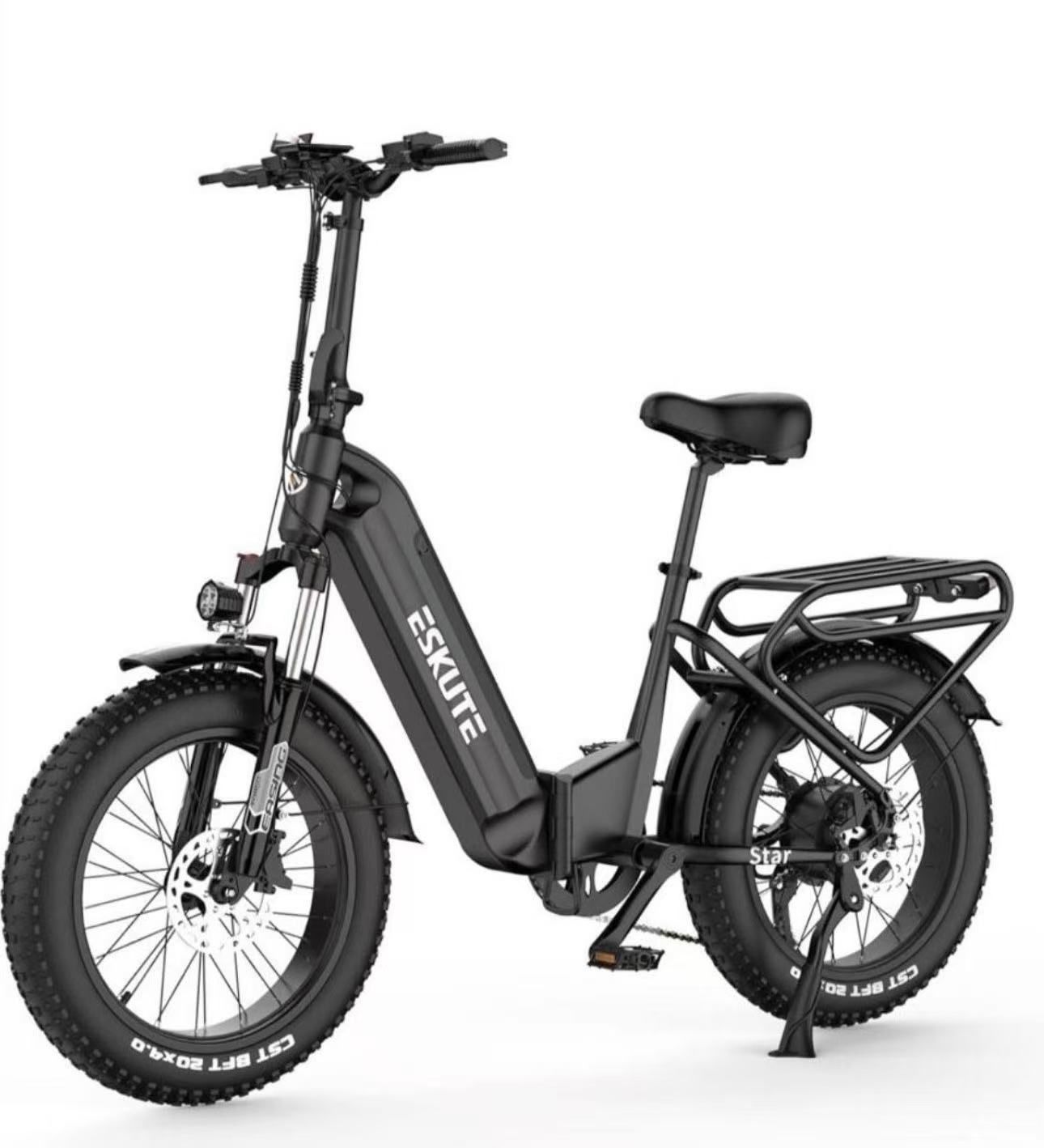 ESKUTE E Bike for Adults 750W Peak 20"x4.0" Fat Tire Folding Electric Bike - 48V 20AH Battery 22Mph 80 Miles Range 7 Speed Hydraulic Electric Mountain