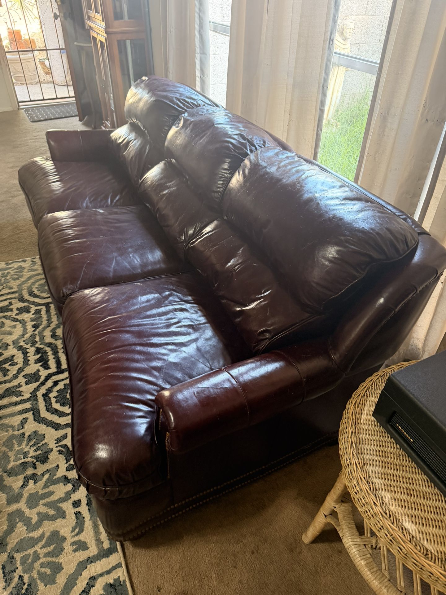 Cherry faux leather couch