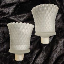 Vintage HOMCO Frosted Glass Diamond Point Cut Peg Votive Candle Holder