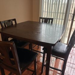 4 Chair Wooden Table Set 